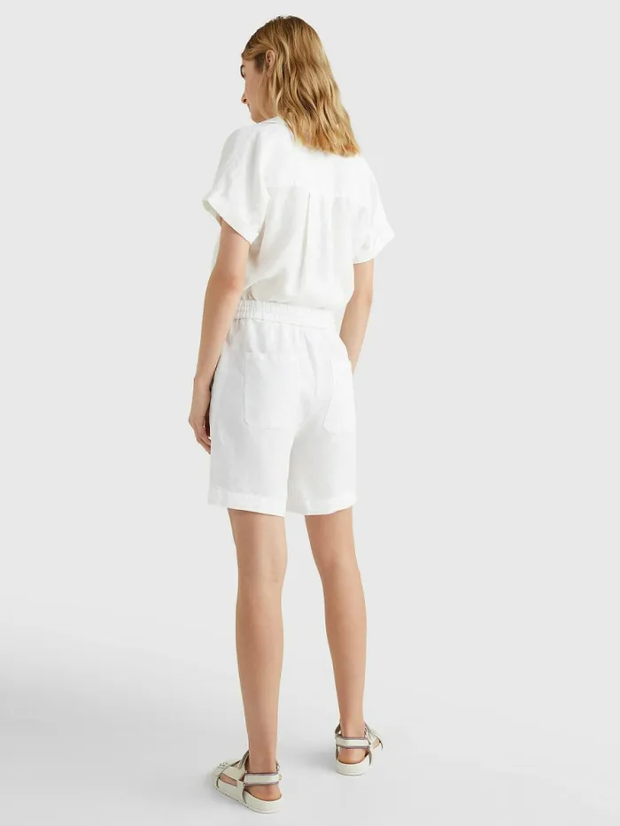 Tommy Hilfiger Linen Relaxed Fit Short White Womens Shorts Gift 4 You