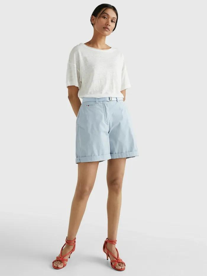 Tommy Hilfiger Linen Relaxed Fit TShirt Ecru Womens TShirts Near Me