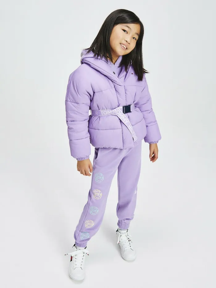Tommy Hilfiger Logo Belt Recycled Puffer Violet Viola Girls Coats and Jackets Cheap On Sale Tommy Hilfiger Logo Belt Recycled Puffer Violet Viola Girls Coats and Jackets Cheap On Sale