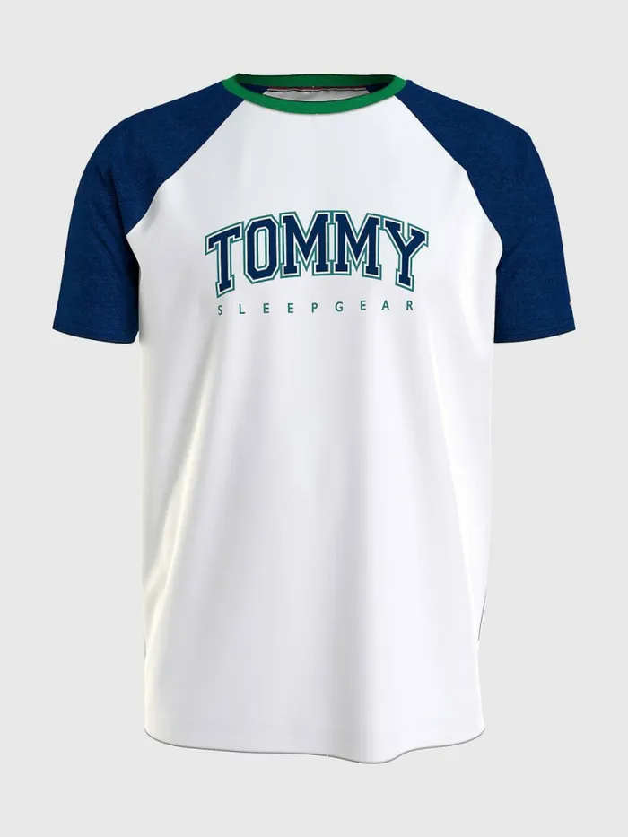 Tommy Hilfiger Logo Contrast Trim TShirt Twilight Indigo Mens Loungewear and Nightwear Tommy Hilfiger Logo Contrast Trim TShirt Twilight Indigo Mens Loungewear and Nightwear