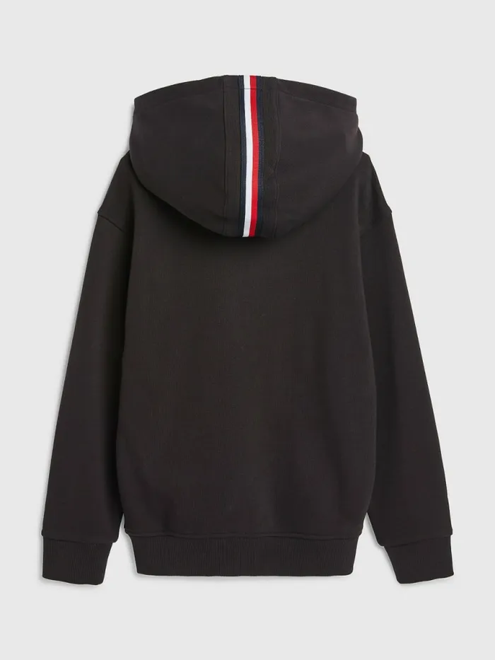 Tommy Hilfiger Logo Embroidery Hoody Black Boys Sweatshirts and Hoodies Popular