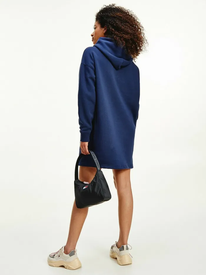 Tommy Hilfiger Logo Embroidery Hoody Dress Twilight Navy Womens Dresses and Jumpsuits For Sale