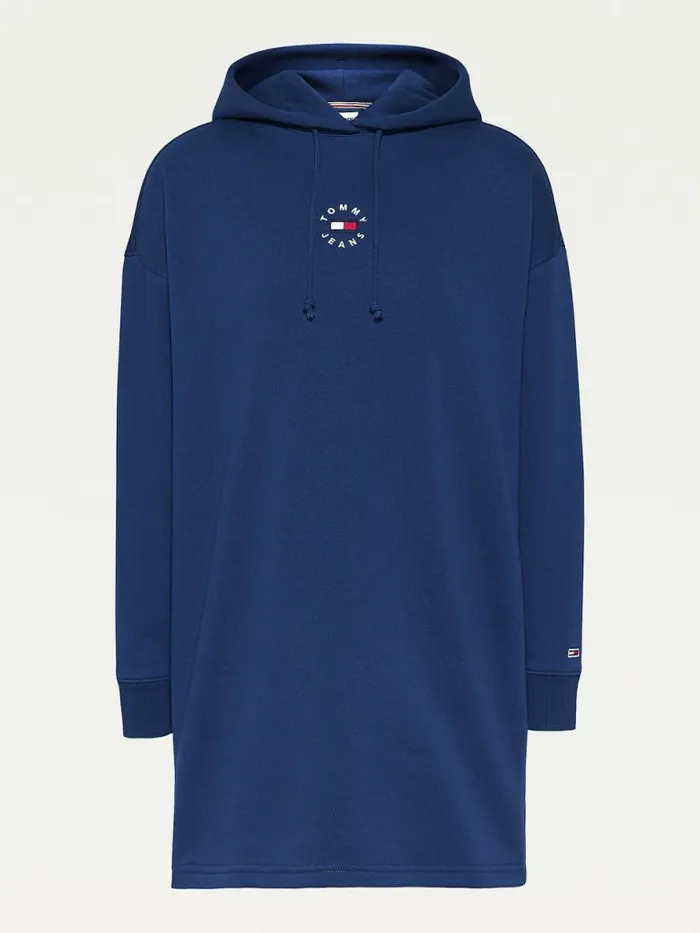 Tommy Hilfiger Logo Embroidery Hoody Dress Twilight Navy Womens Dresses and Jumpsuits For Sale