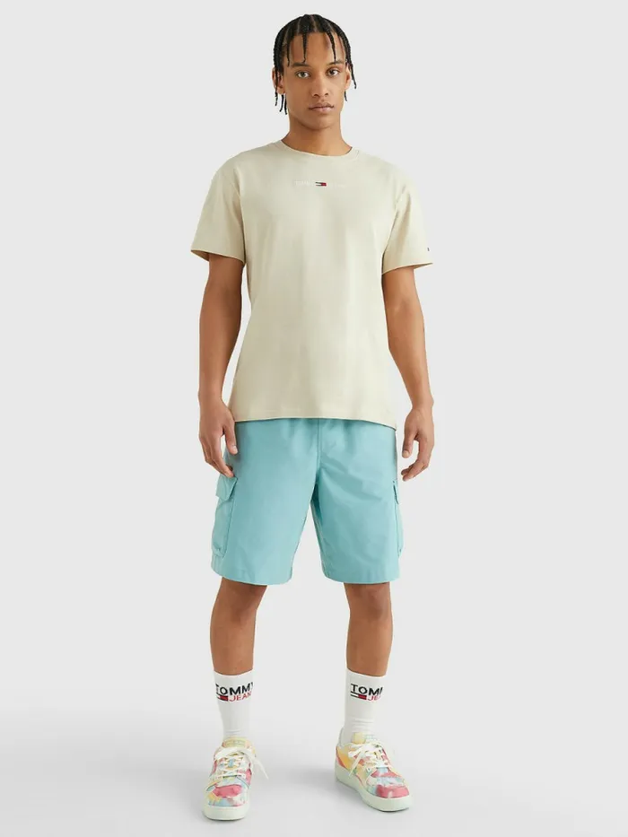 Tommy Hilfiger Logo Flag Patch TShirt Savannah Sand Mens TShirts Near Me