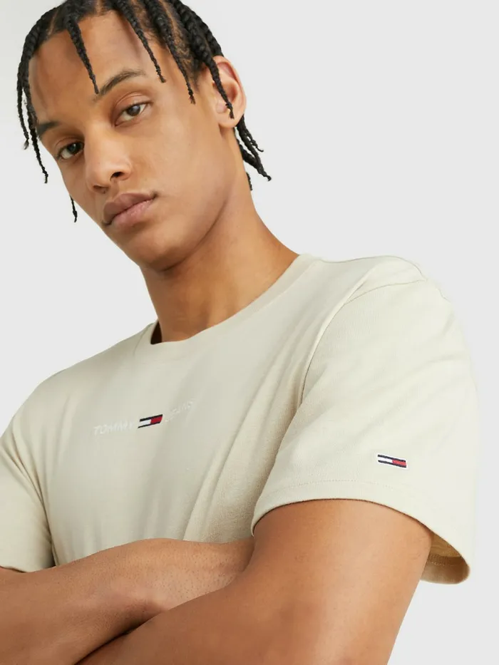 Tommy Hilfiger Logo Flag Patch TShirt Savannah Sand Mens TShirts Near Me
