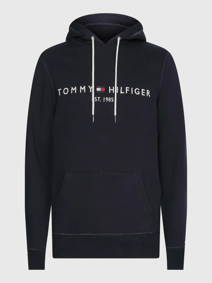 Tommy Hilfiger Logo Flex Fleece Hoody Sky Captain Mens Essentials
