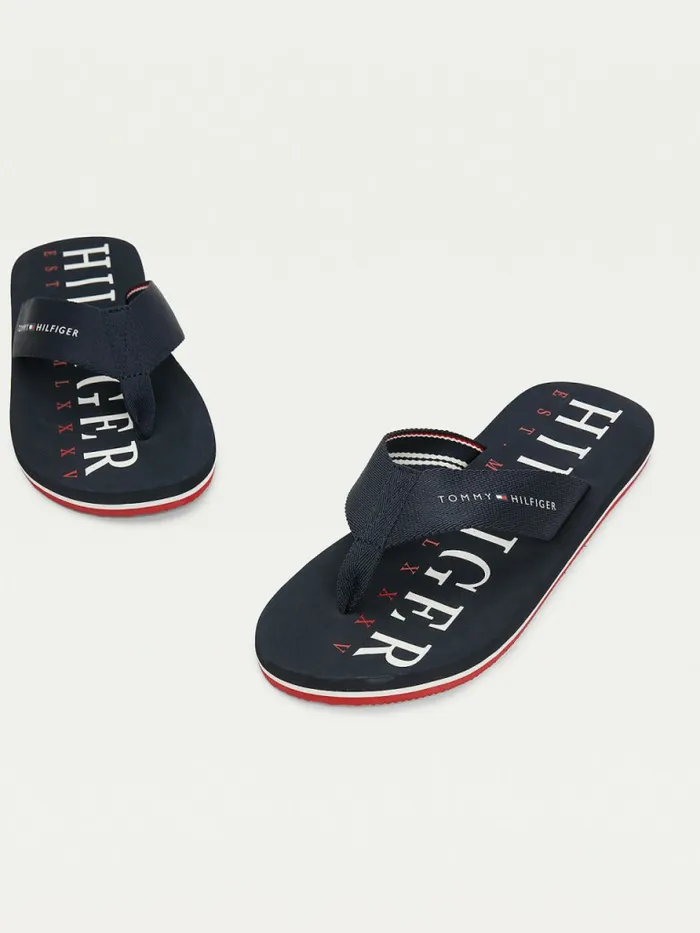 Tommy Hilfiger Logo FlipFlops Desert Sky Mens Sandals Sliders and Flip Flops Gift for Friend