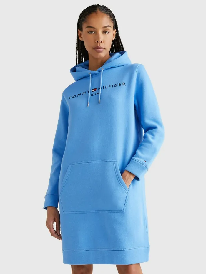 Tommy Hilfiger Logo Hoody Dress Hydrangea Blue Womens Dresses and Jumpsuits Gift Ideas Tommy Hilfiger Logo Hoody Dress Hydrangea Blue Womens Dresses and Jumpsuits Gift Ideas