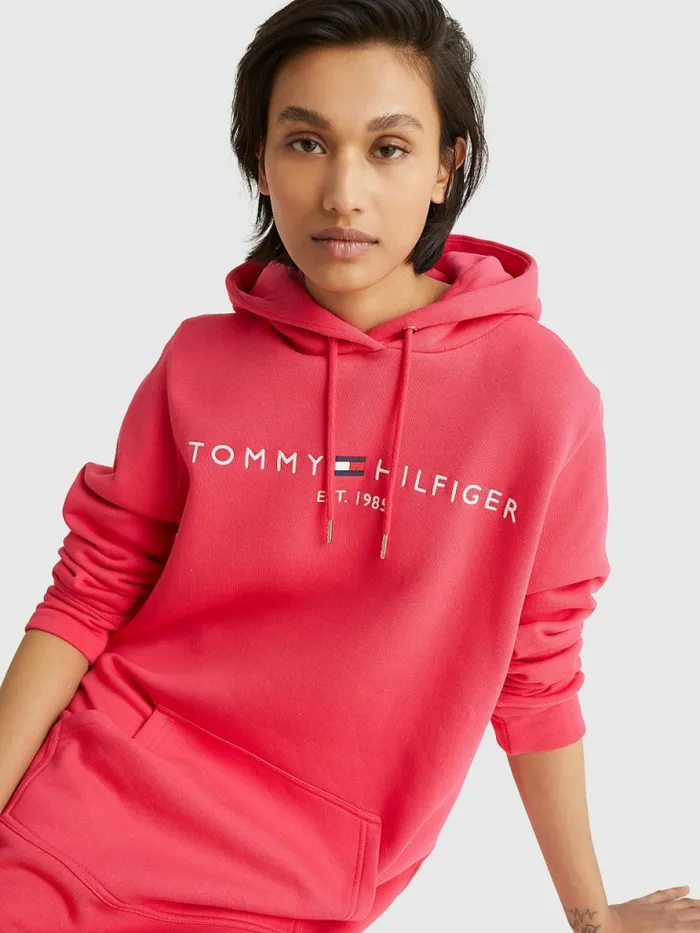 Tommy Hilfiger Logo Hoody Dress Pink Splendor Womens Dresses and Jumpsuits On Sale