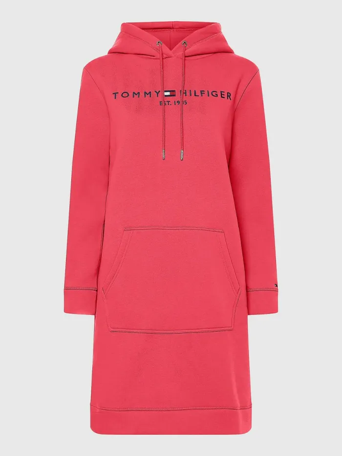 Tommy Hilfiger Logo Hoody Dress Pink Splendor Womens Dresses and Jumpsuits On Sale