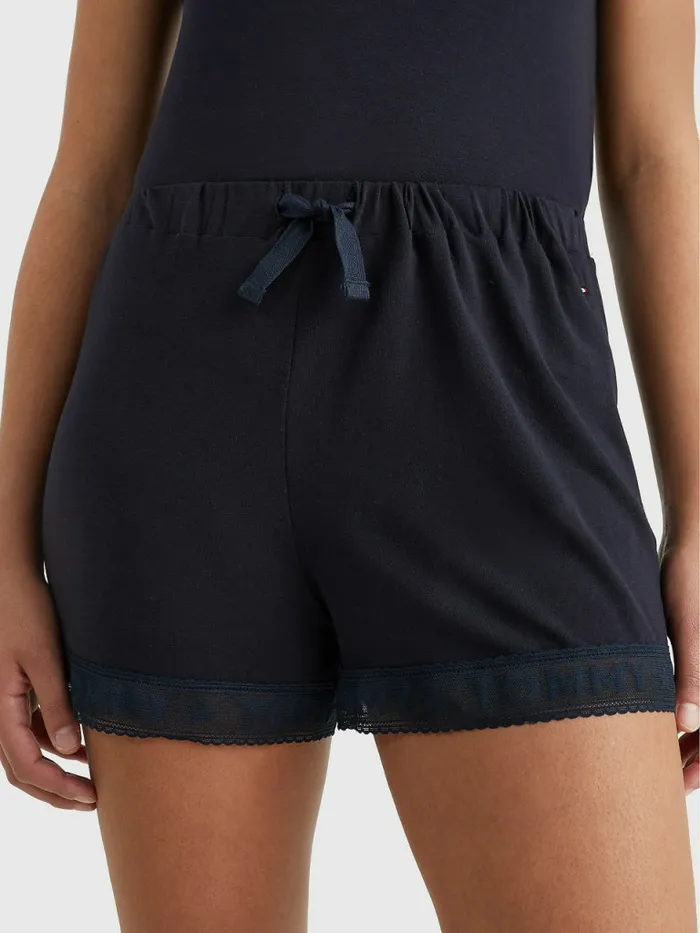 Tommy Hilfiger Logo Lace Double Layer Shorts Desert Sky Womens Lounge and Nightwear Online