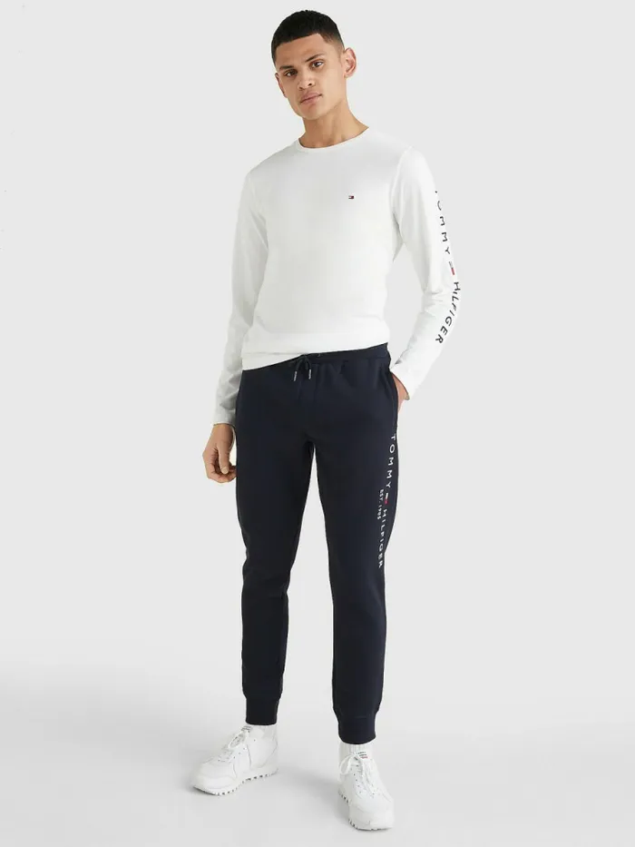 Tommy Hilfiger Logo Long Sleeve TShirt White Mens TShirts Gift for Friend