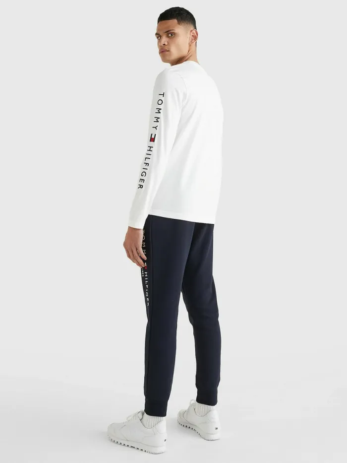 Tommy Hilfiger Logo Long Sleeve TShirt White Mens TShirts Gift for Friend