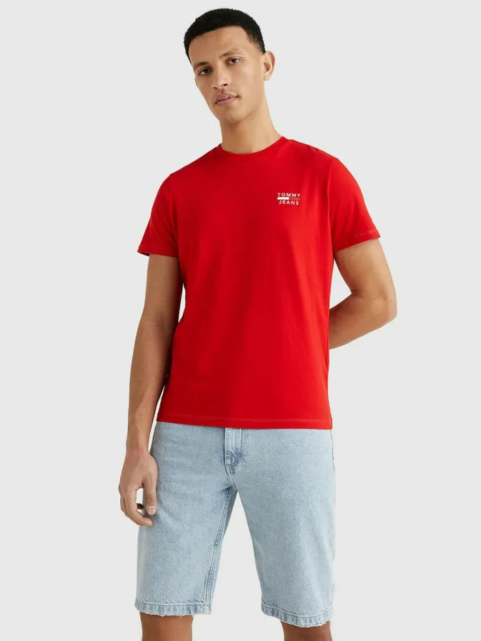 Tommy Hilfiger Logo Organic Cotton Slim Fit TShirt Deep Crimson Mens TShirts Gift Ideas