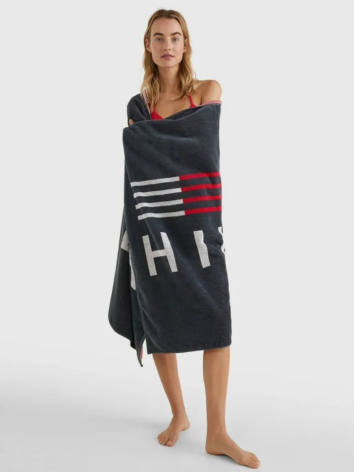 Tommy Hilfiger Logo Organic Cotton Towel Desert Sky Mens Swimwear Cheap On Sale