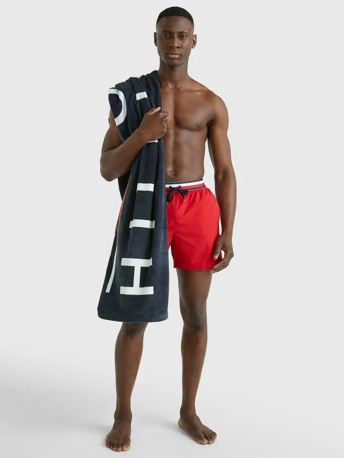 Tommy Hilfiger Logo Organic Cotton Towel Desert Sky Mens Swimwear Cheap On Sale