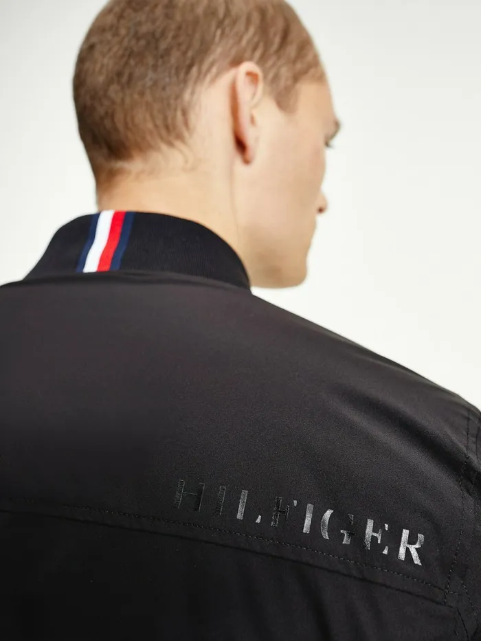 Tommy Hilfiger Logo Patch Bomber Black Mens Coats and Jackets For Sale
