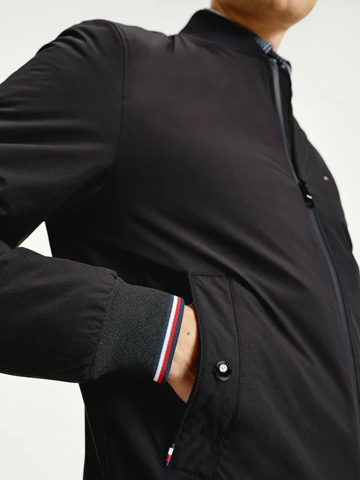 Tommy Hilfiger Logo Patch Bomber Black Mens Coats and Jackets For Sale