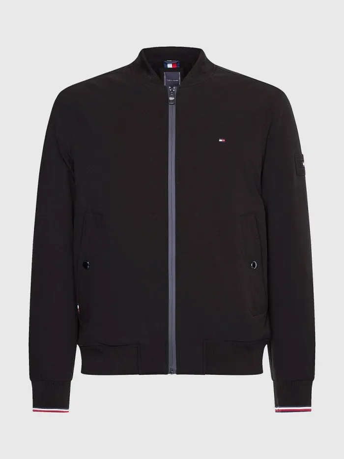 Tommy Hilfiger Logo Patch Bomber Black Mens Coats and Jackets For Sale