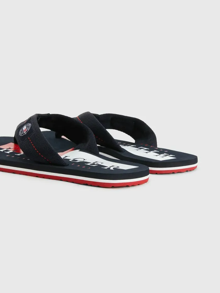 Tommy Hilfiger Logo Patch FlipFlops Desert Sky Mens Sandals Sliders and Flip Flops Gift for Friend