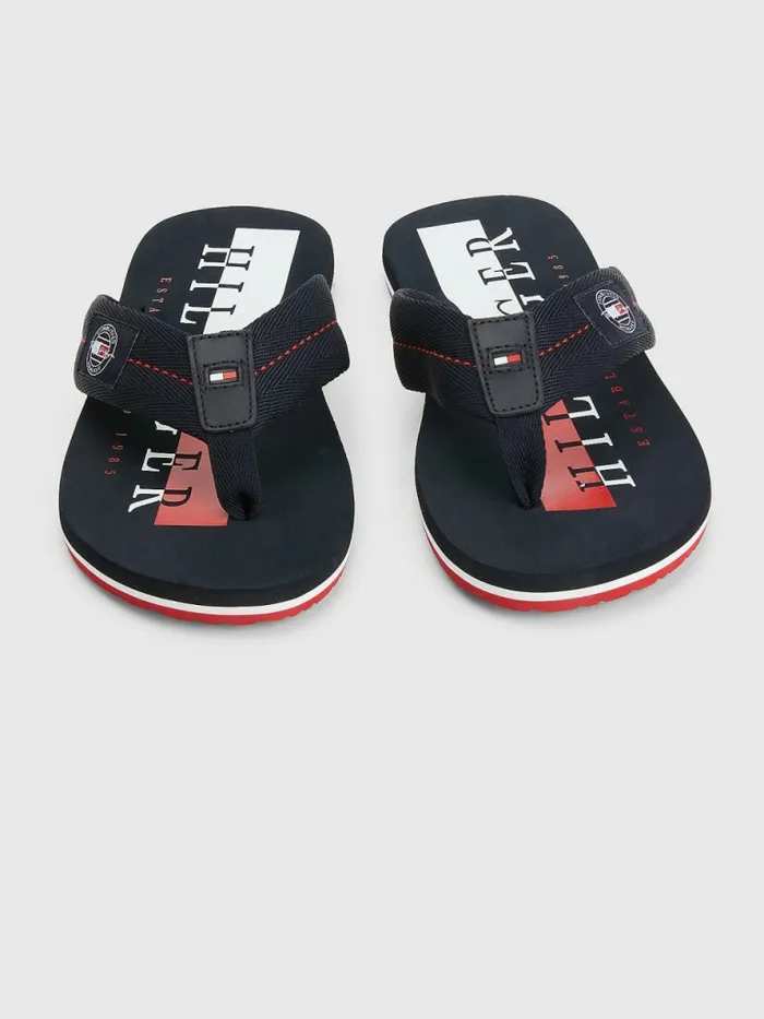 Tommy Hilfiger Logo Patch FlipFlops Desert Sky Mens Sandals Sliders and Flip Flops Gift for Friend