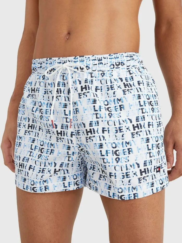 Tommy Hilfiger Logo Print Short Length Swim Shorts Tommy Watery Logo Print Mens Swimwear Gift for Friend Tommy Hilfiger Logo Print Short Length Swim Shorts Tommy Watery Logo Print Mens Swimwear Gift for Friend