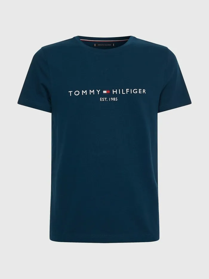 Tommy Hilfiger Logo Print TShirt Dark Lakeside Mens TShirts Gift Ideas