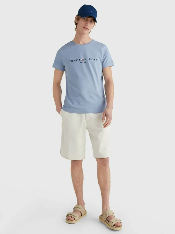 Tommy Hilfiger Logo Print TShirt Daybreak Blue Mens TShirts Near Me