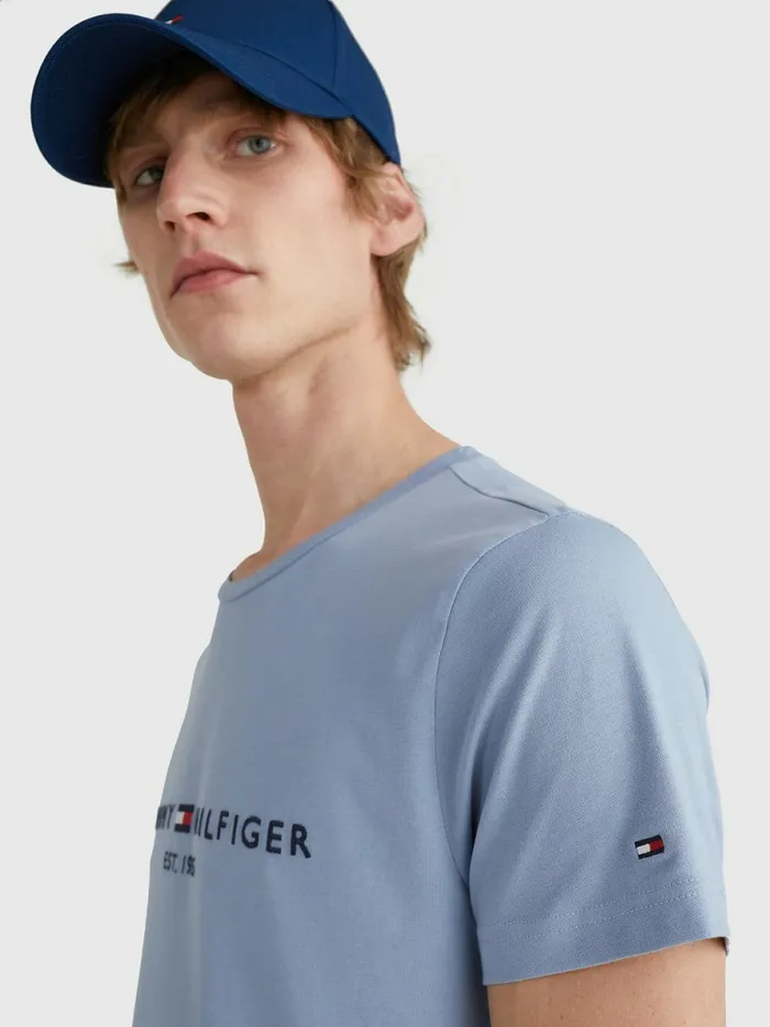 Tommy Hilfiger Logo Print TShirt Daybreak Blue Mens TShirts Near Me