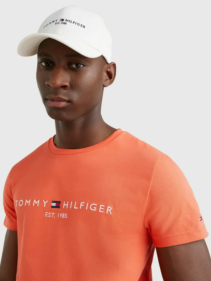 Tommy Hilfiger Logo Print TShirt Hawaiian Coral Mens TShirts Cheap On Sale