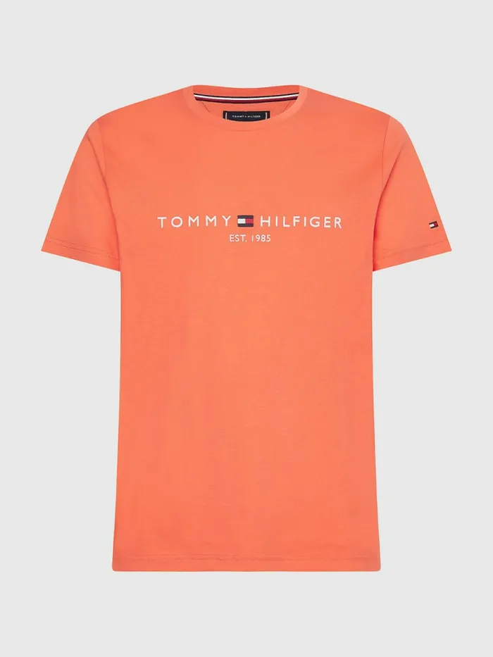 Tommy Hilfiger Logo Print TShirt Hawaiian Coral Mens TShirts Cheap On Sale