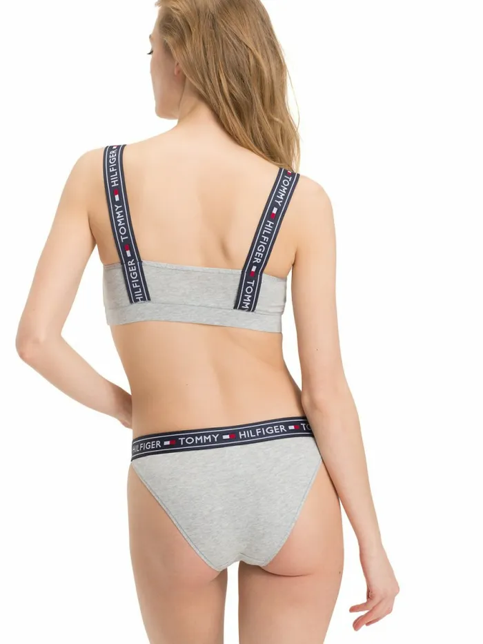 Tommy Hilfiger Logo Strap Bralette Grey Heather Womens Lingerie