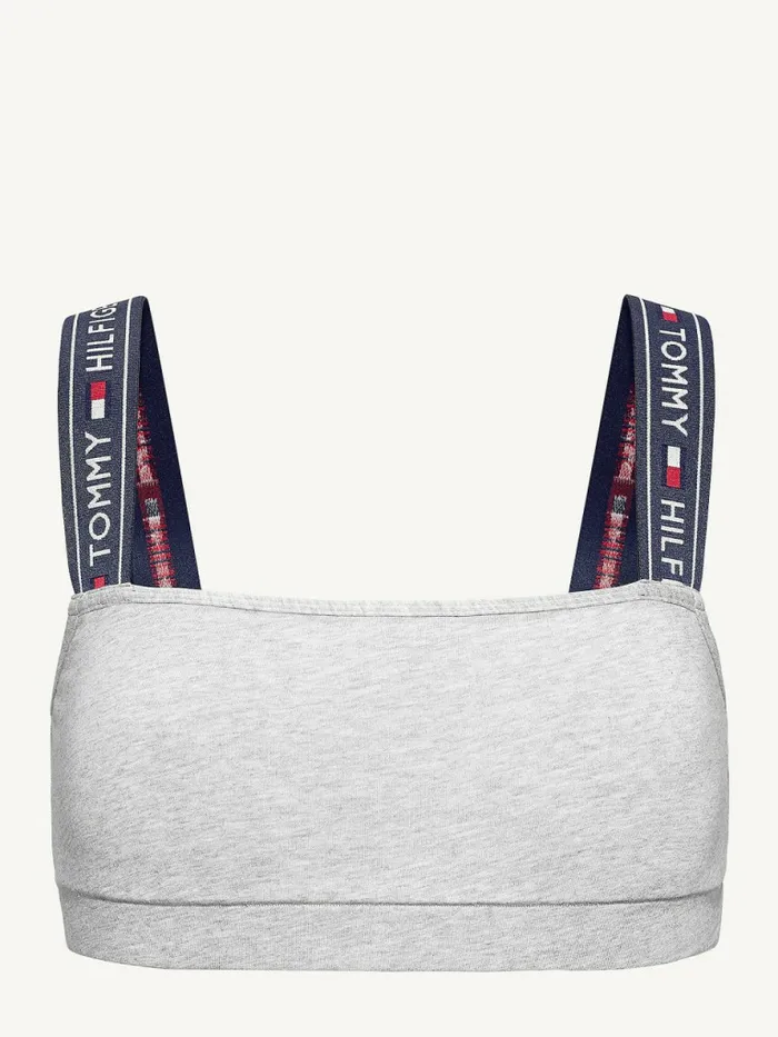 Tommy Hilfiger Logo Strap Bralette Grey Heather Womens Lingerie