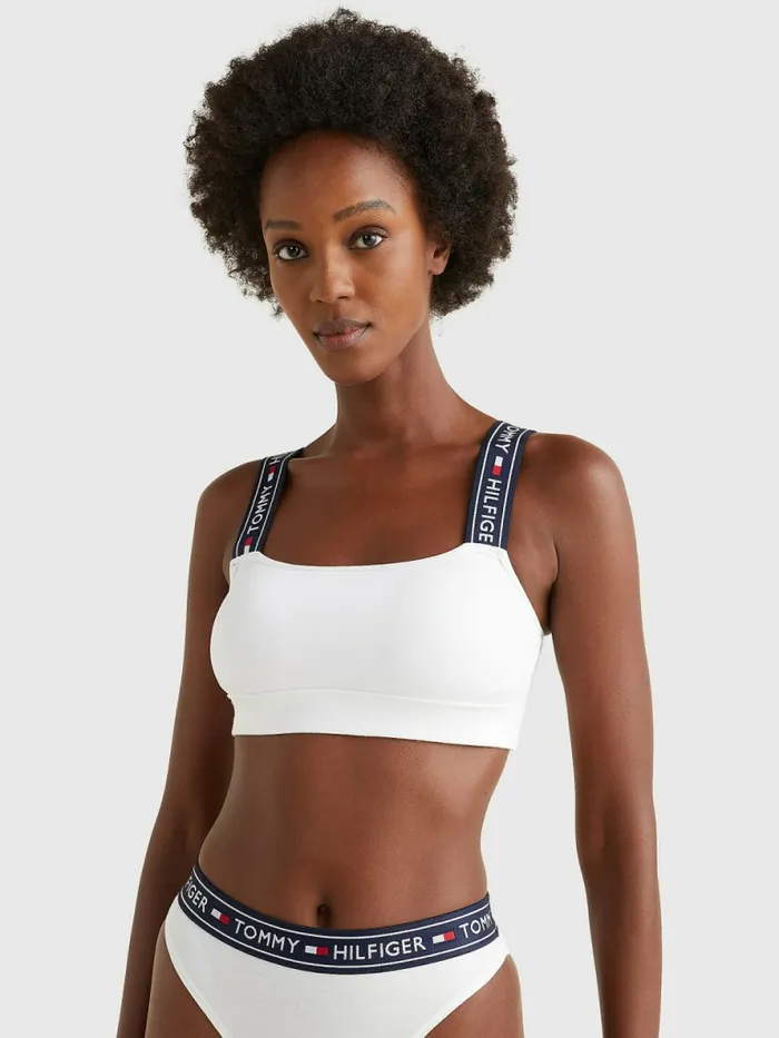 Tommy Hilfiger Logo Strap Bralette White Womens Lingerie
