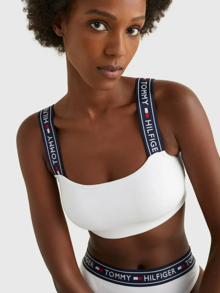 Tommy Hilfiger Logo Strap Bralette White Womens Lingerie