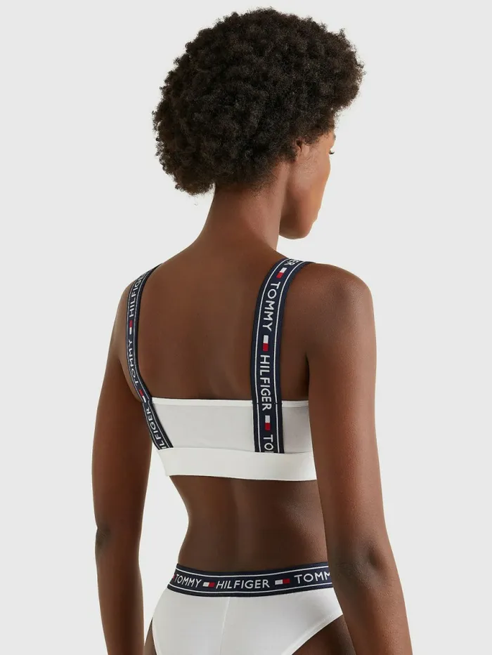 Tommy Hilfiger Logo Strap Bralette White Womens Lingerie