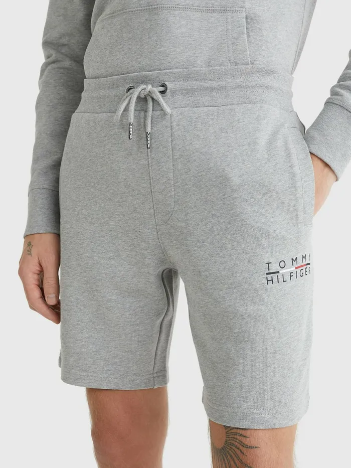 Tommy Hilfiger Logo Sweat Shorts Light Grey Heather Mens Shorts Fashion