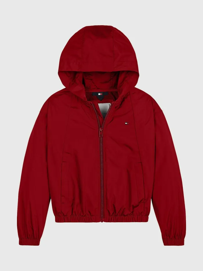 Tommy Hilfiger Logo Tape Chicago Windbreaker Deep Crimson Girls Coats and Jackets On Sale Tommy Hilfiger Logo Tape Chicago Windbreaker Deep Crimson Girls Coats and Jackets On Sale
