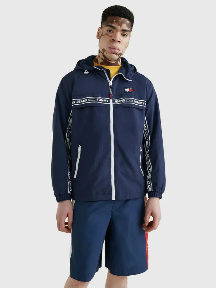 Tommy Hilfiger Logo Tape Chicago Windbreaker Twilight Navy Mens Coats and Jackets On Sale Tommy Hilfiger Logo Tape Chicago Windbreaker Twilight Navy Mens Coats and Jackets On Sale