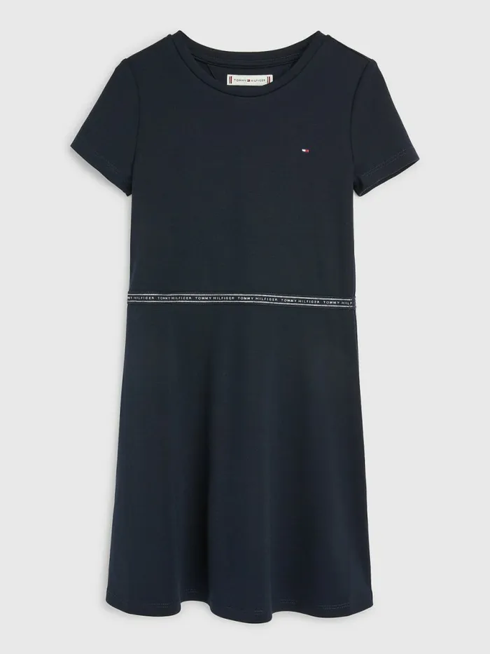 Tommy Hilfiger Logo Tape Punto Skater Dress Desert Sky Girls Dresses For Sale Tommy Hilfiger Logo Tape Punto Skater Dress Desert Sky Girls Dresses For Sale