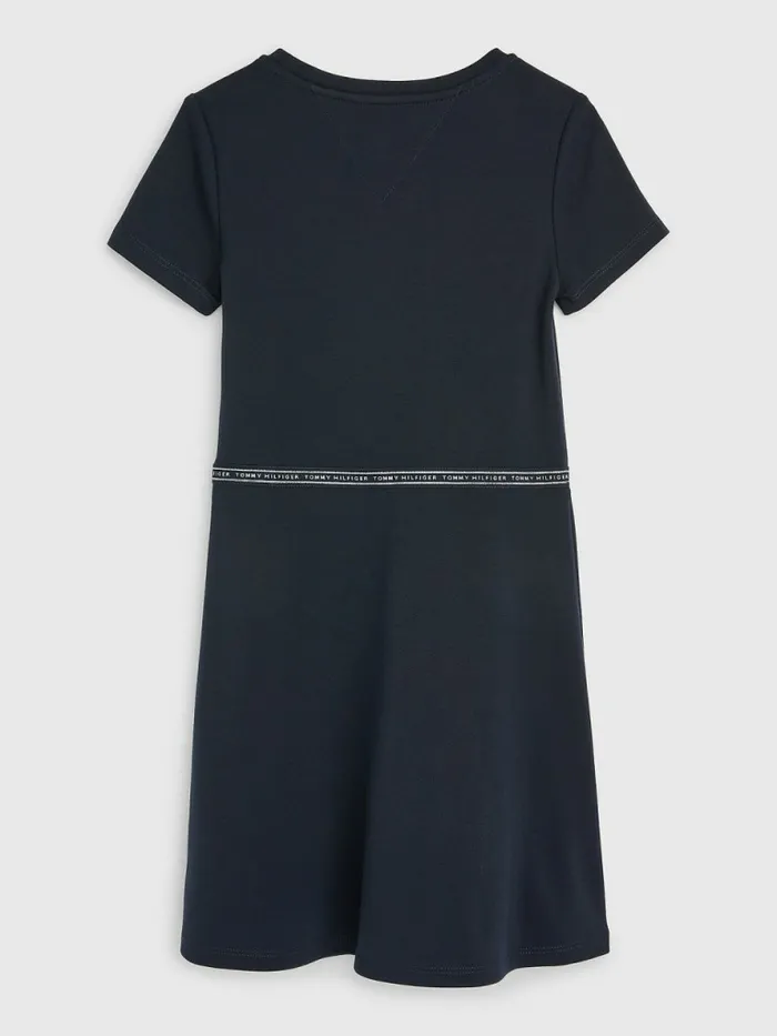 Tommy Hilfiger Logo Tape Punto Skater Dress Desert Sky Girls Dresses For Sale