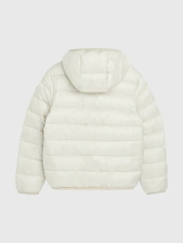 Tommy Hilfiger Logo Tape Quilted Jacket Stony Beige Girls Coats and Jackets On Sale