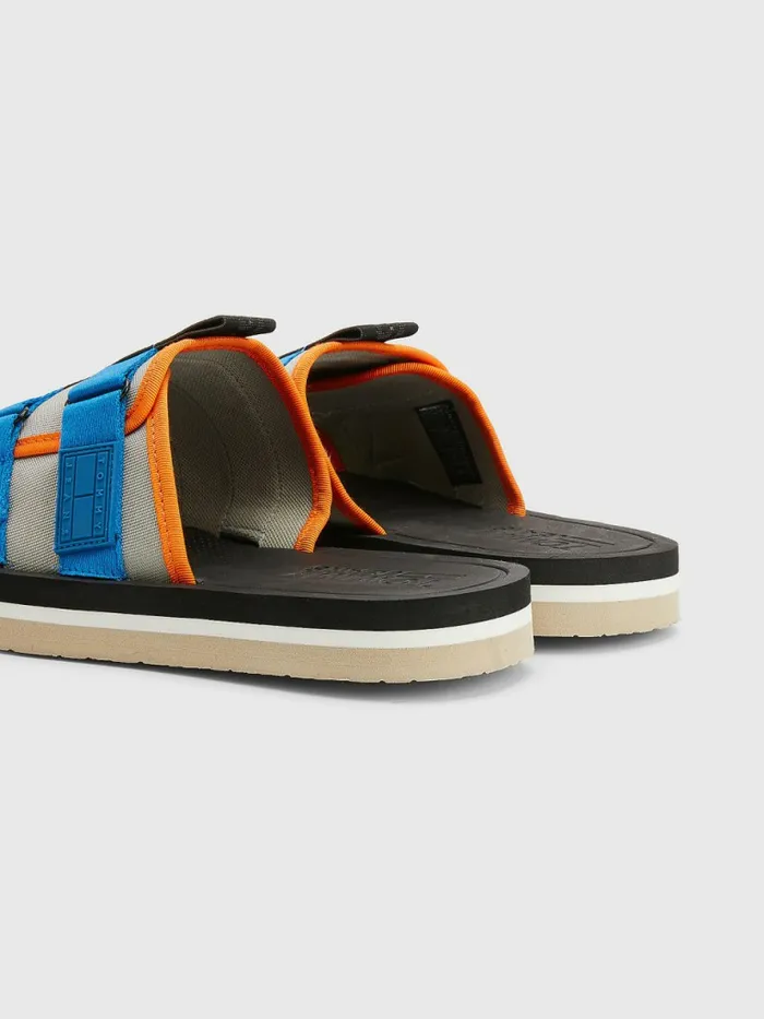 Tommy Hilfiger Logo Tape SlipOn Sandals Faded Willow Mens Sandals Sliders and Flip Flops For Sale