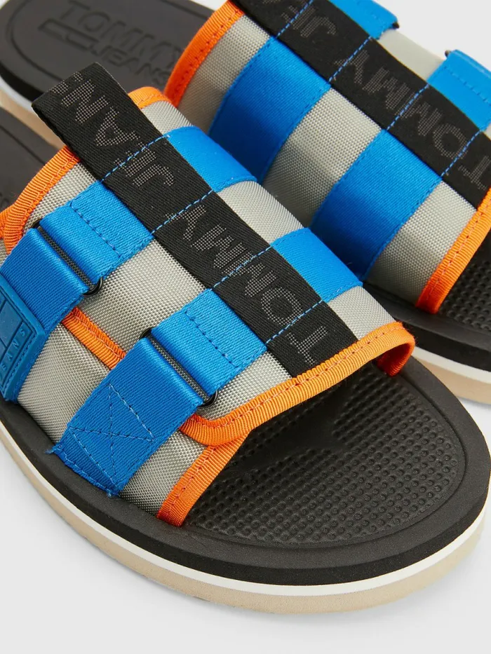 Tommy Hilfiger Logo Tape SlipOn Sandals Faded Willow Mens Sandals Sliders and Flip Flops For Sale
