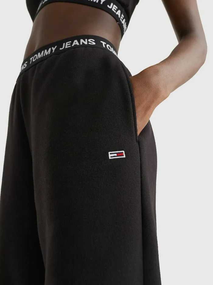 Tommy Hilfiger Logo Waistband Relaxed Fit Joggers Black Womens Trousers