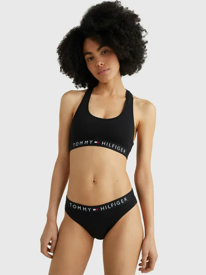 Tommy Hilfiger Logo Waistband Stretch Cotton Briefs Black Womens Lingerie