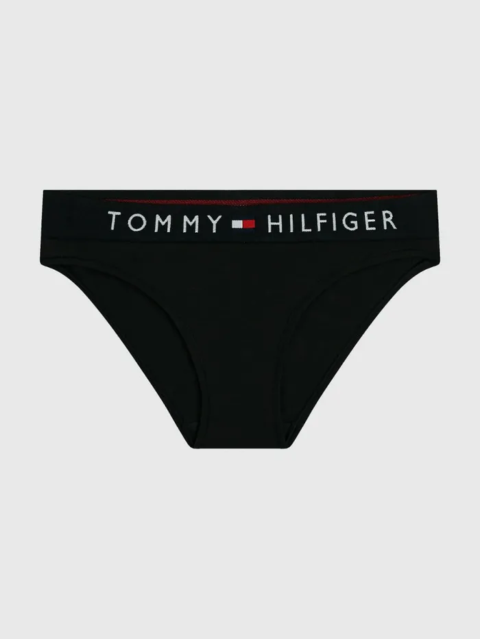 Tommy Hilfiger Logo Waistband Stretch Cotton Briefs Black Womens Lingerie