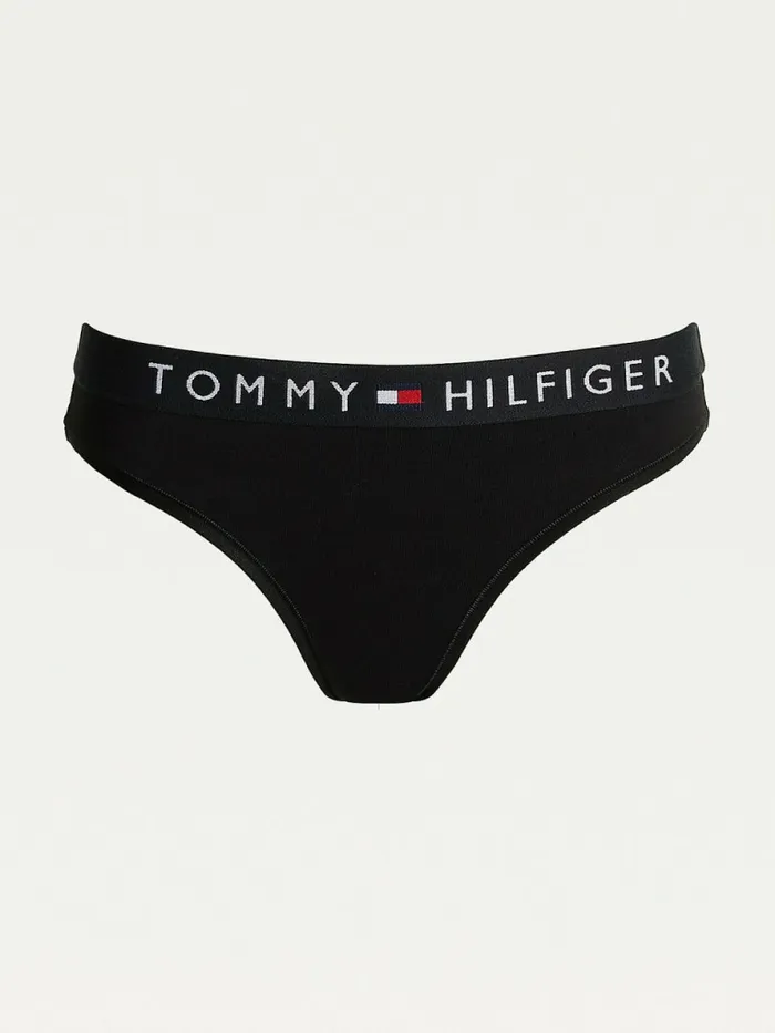 Tommy Hilfiger Logo Waistband Stretch Cotton Briefs Black Womens Lingerie