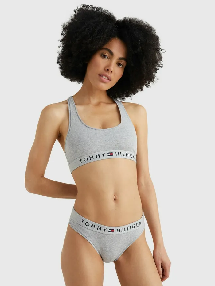 Tommy Hilfiger Logo Waistband Stretch Cotton Briefs Grey Heather Womens Lingerie