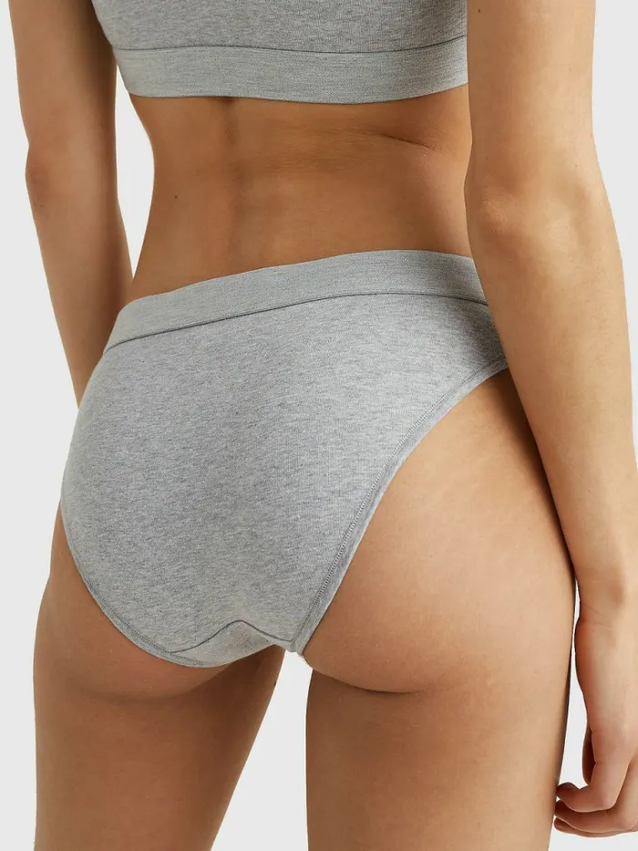 Tommy Hilfiger Logo Waistband Stretch Cotton Briefs Grey Heather Womens Lingerie